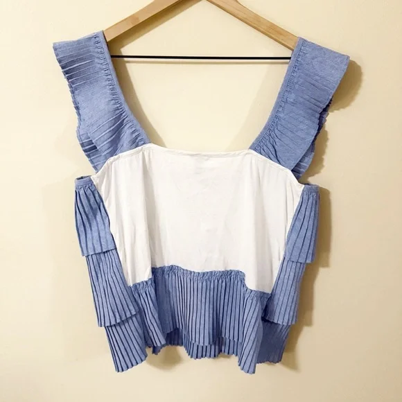 J Crew Womens Blue Sleeveless Tank Shirt Size Large Summer Beach Vacation - Picture 2 of 5